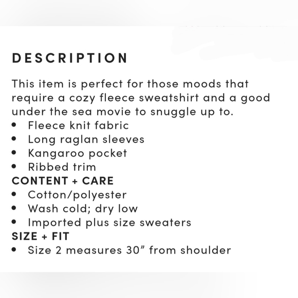 TORRID Disney The Little Mermaid "Current Mood" Navy Fleece Sweatshirt! NWT! - Picture 4 of 6